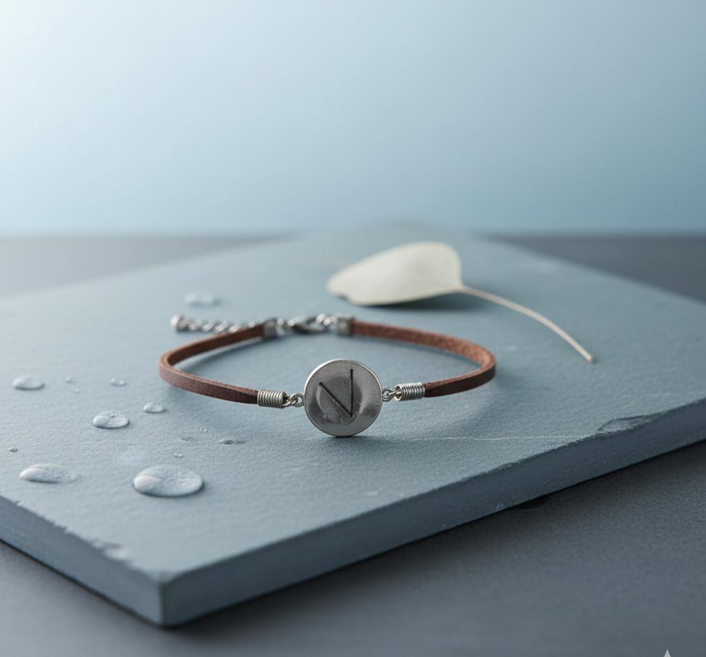 Cement Rune Bracelet With V Symbol, Victory Protection Charm, Minimalist Adjustable Cloth Cord Jewelry