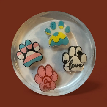 Handmade Dog Paw Resin Coasters (4 Pack) • Cute Pet Paw Drink Coaster Set • Gift for Dog Moms