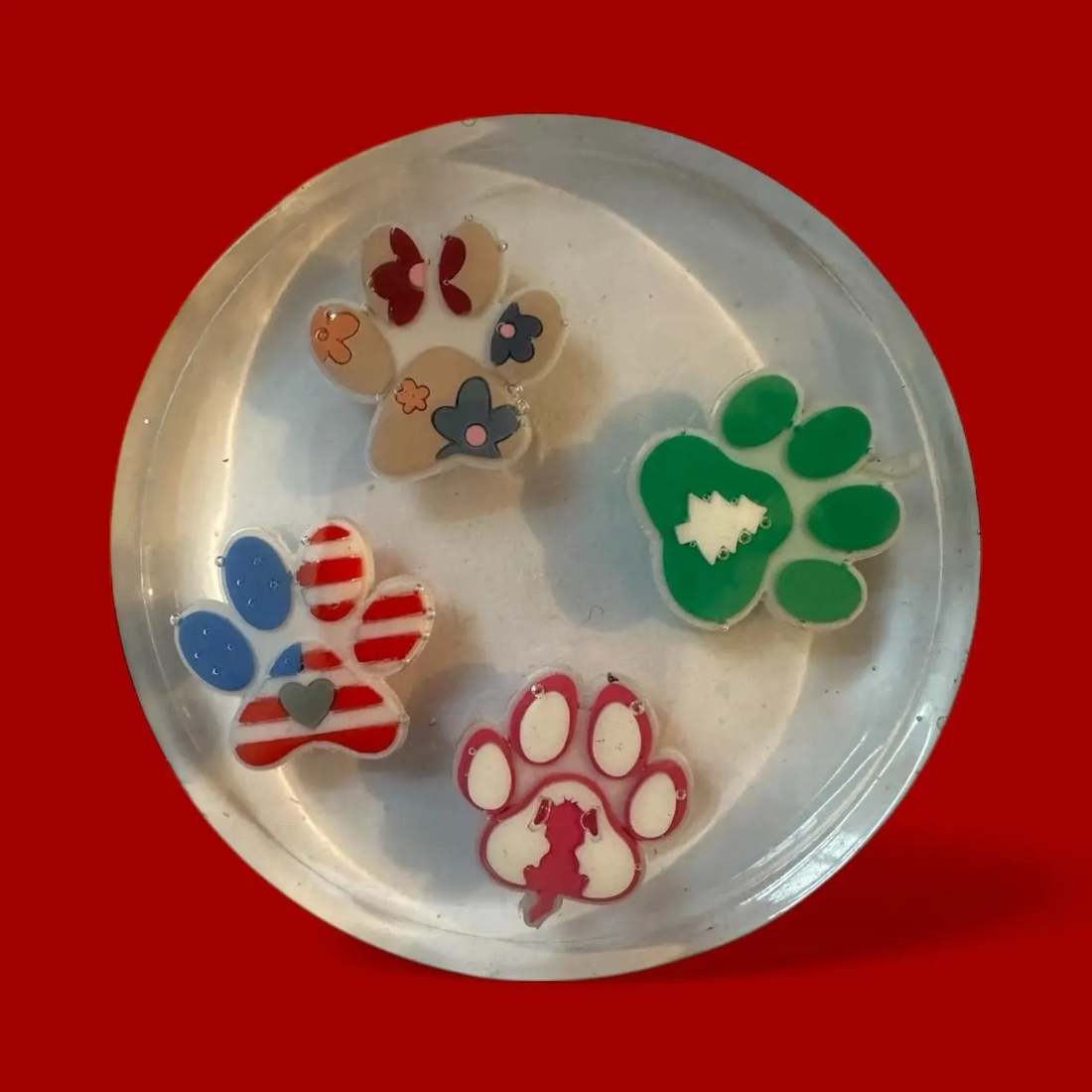 Handmade Dog Paw Resin Coasters (4 Pack) • Cute Pet Paw Drink Coaster Set • Gift for Dog Moms