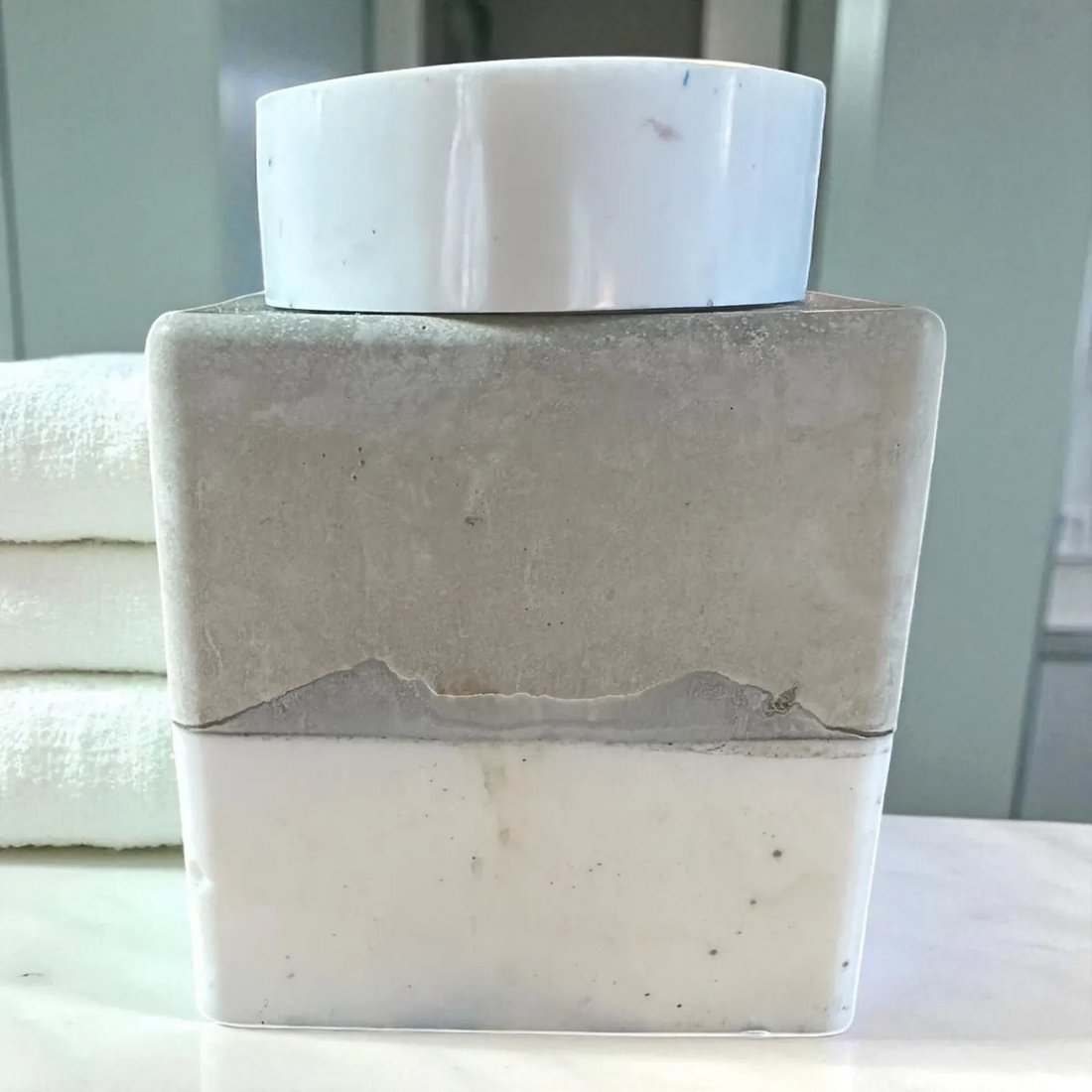 Handmade Concrete Resin Jar, Food Safe Two-Tone Canister