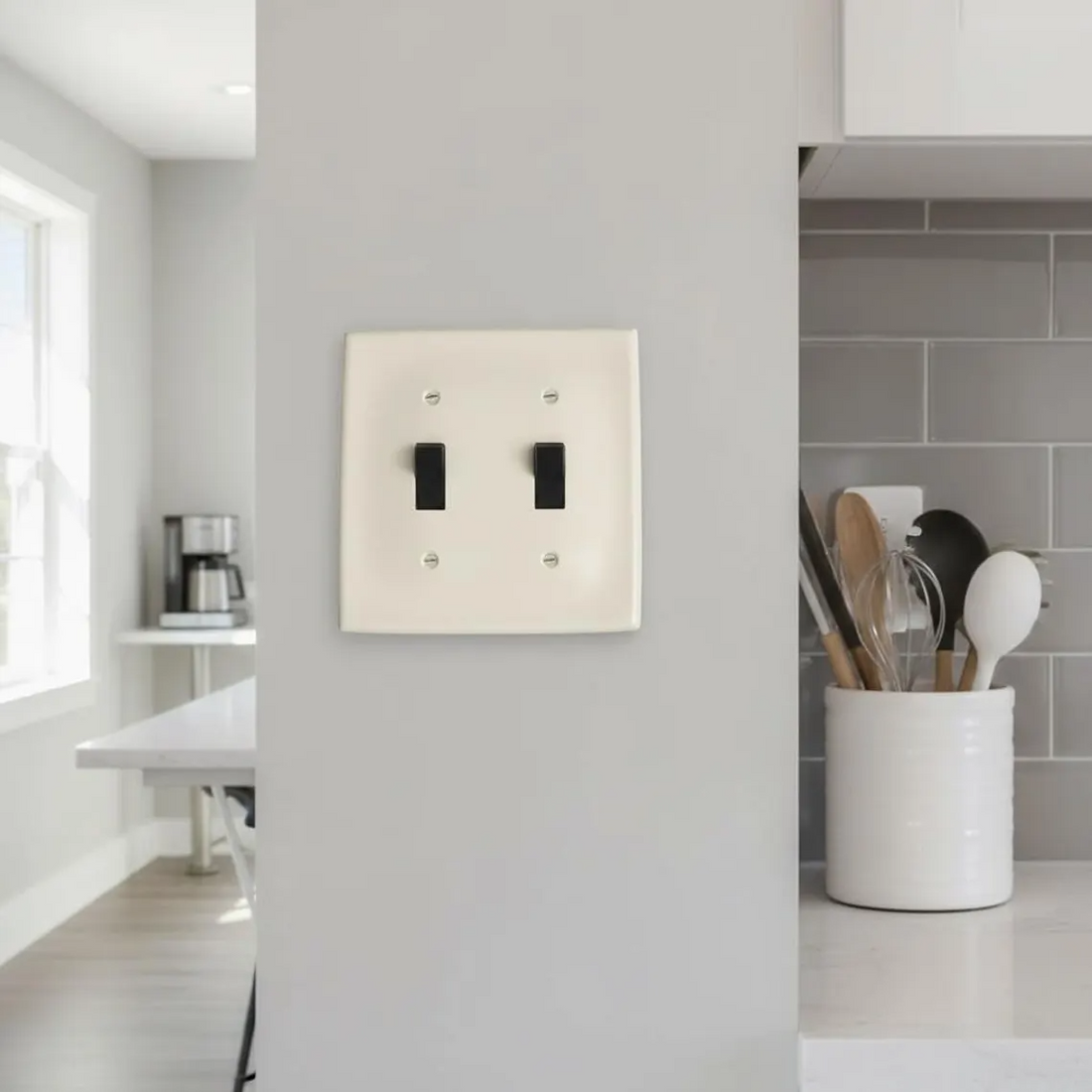 Handmade Cement Double Toggle Switch Cover • Concrete Wall Plate • Modern Minimalist Home Hardware