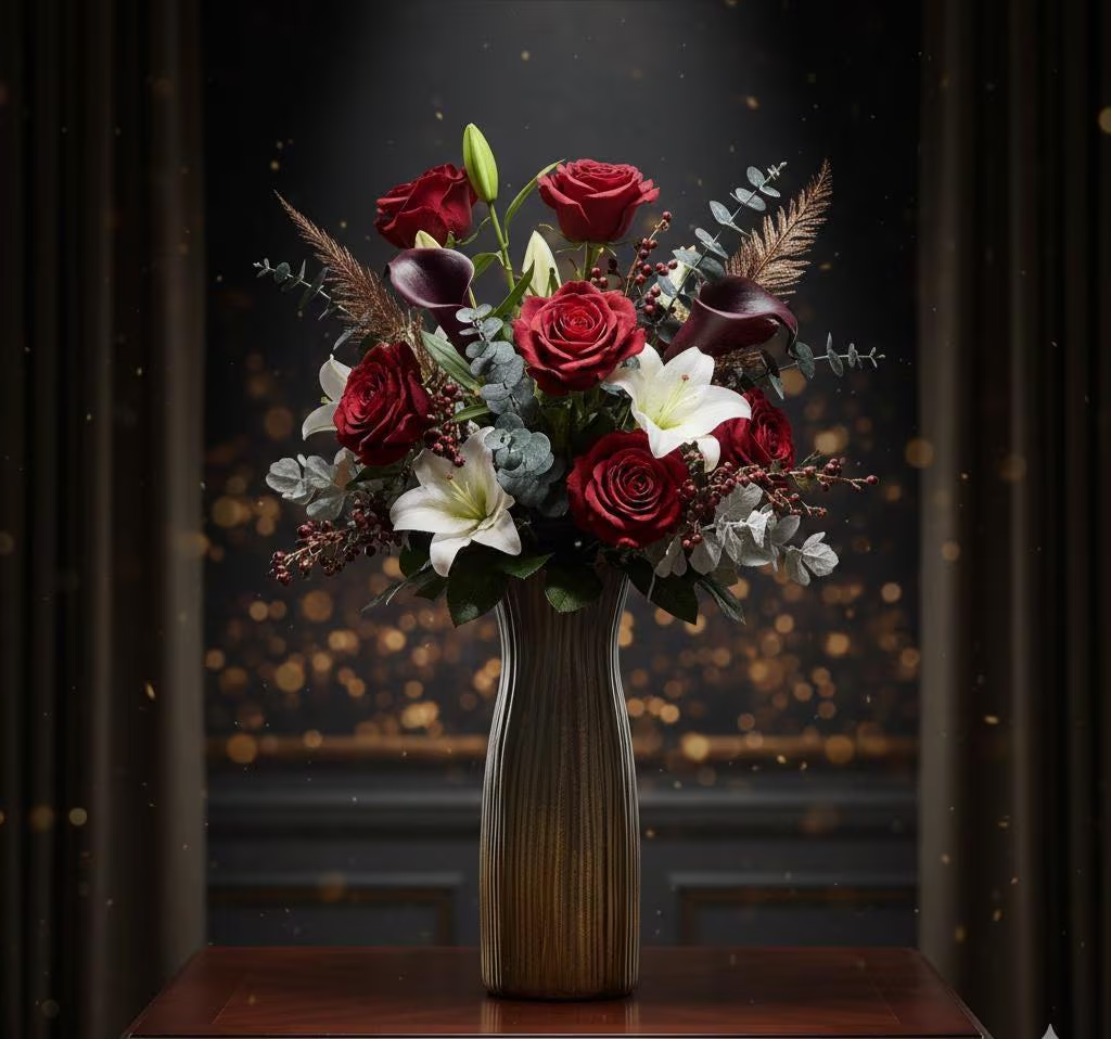 Brown Gold Acrylic Pour Art Vase, Tall Gradient Ombre Centerpiece