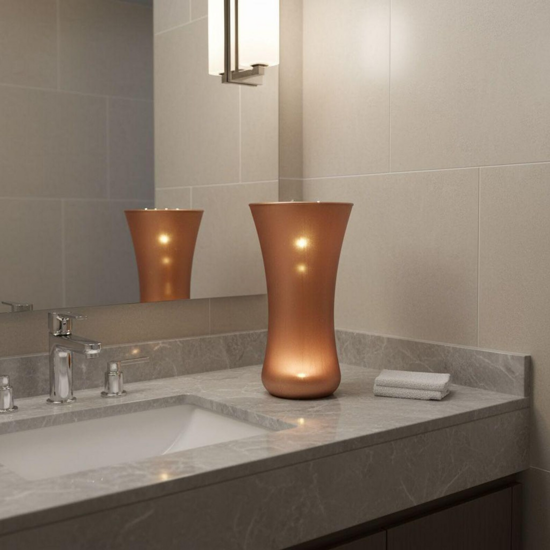 Handmade Copper Acrylic Hourglass Vase, Modern Fall Decor