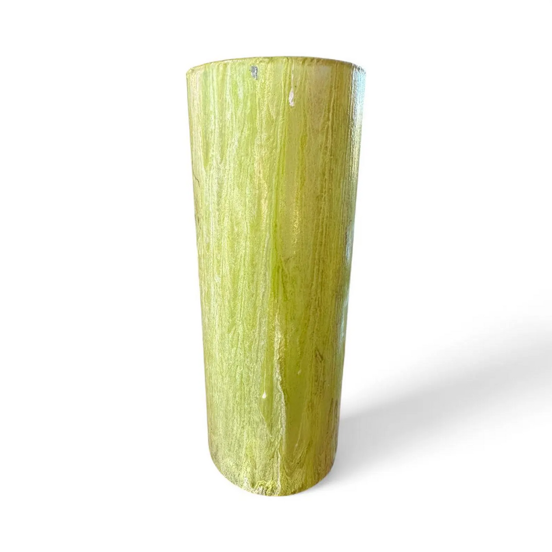 Handmade Green Acrylic Poured Vase, Modern Botanical Decor