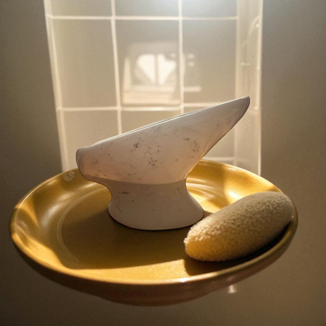 Handmade Resin Concrete Soap Dish - Marble Elevated Bathroom Decor