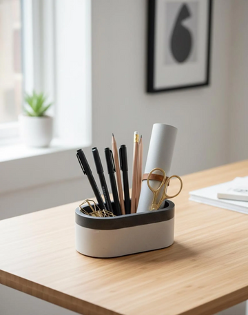 Resin Concrete Succulent Planter, Modern Oval Desk Decor