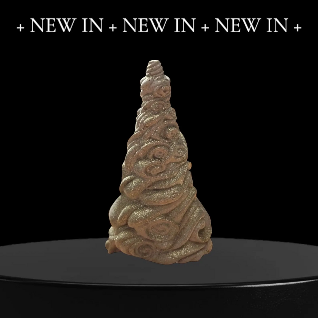 Handmade Cement Christmas Tree - Gold Glitter Holiday Decor