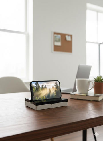 Resin Concrete Phone Stand, Handmade Minimalist Desk Accessory