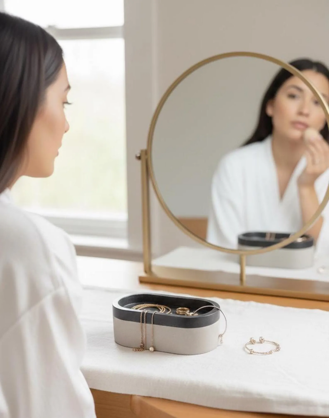 Resin Concrete Succulent Planter, Modern Oval Desk Decor