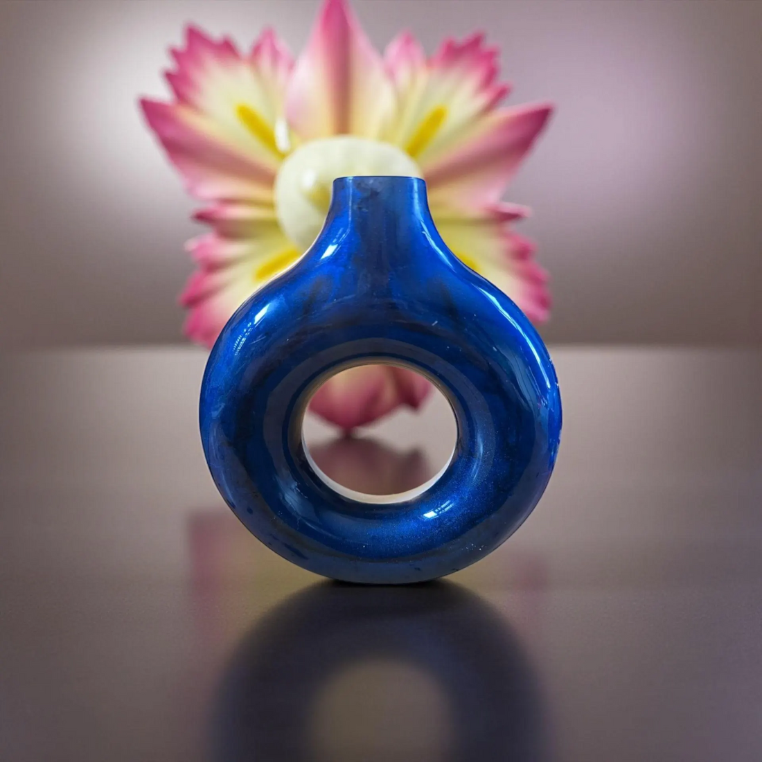 Handmade Resin Concrete Vase, Modern Round Hole Sculpture