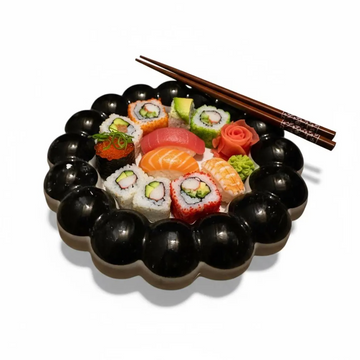 Food Safe Resin Concrete Bubble Tray, Sealed Round Serving Plate, Modern Display for Cookies Sushi Candles Plants, Handmade Kitchen Decor