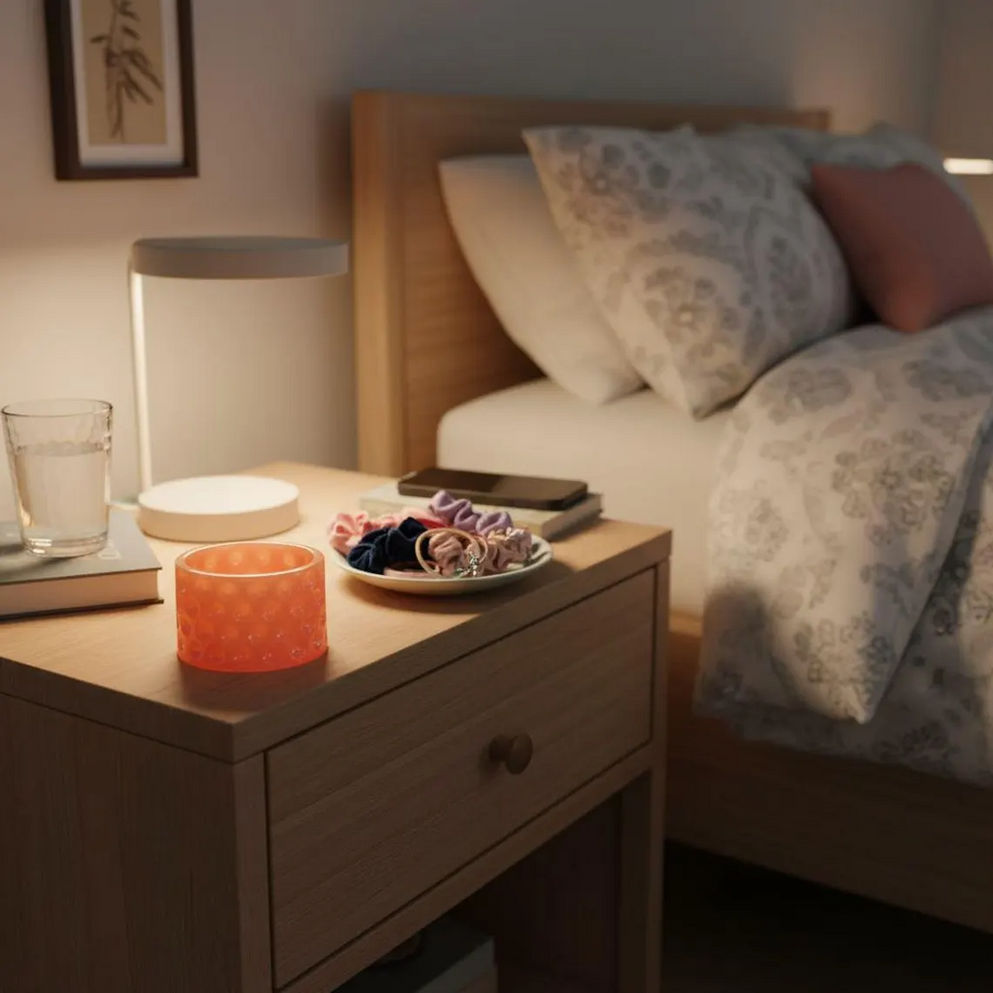 Coral Orange Resin Jar, Bubble Texture Container, Modern Holder for Makeup Brushes Jewelry Hair Ties Plants, Handmade Minimalist Organizer