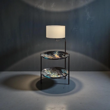 Acrylic Poured Glass Shelf Lamp • Handmade Resin Sealed Art