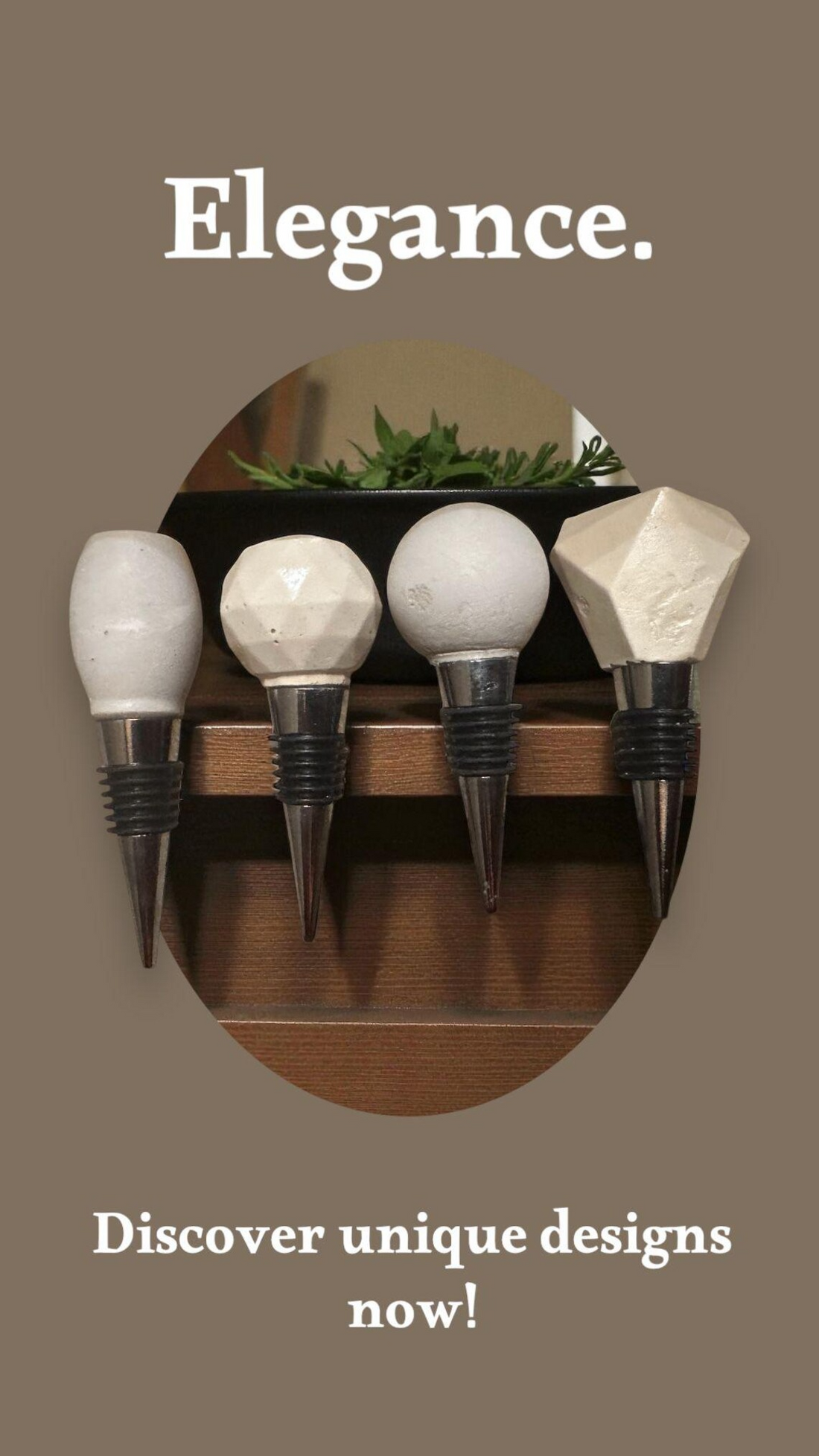 Concrete Wine Stoppers, Food Safe Handmade Bottle Stopper, Modern Minimalist Barware, Geometric Wine Saver Gift for Wine Lovers