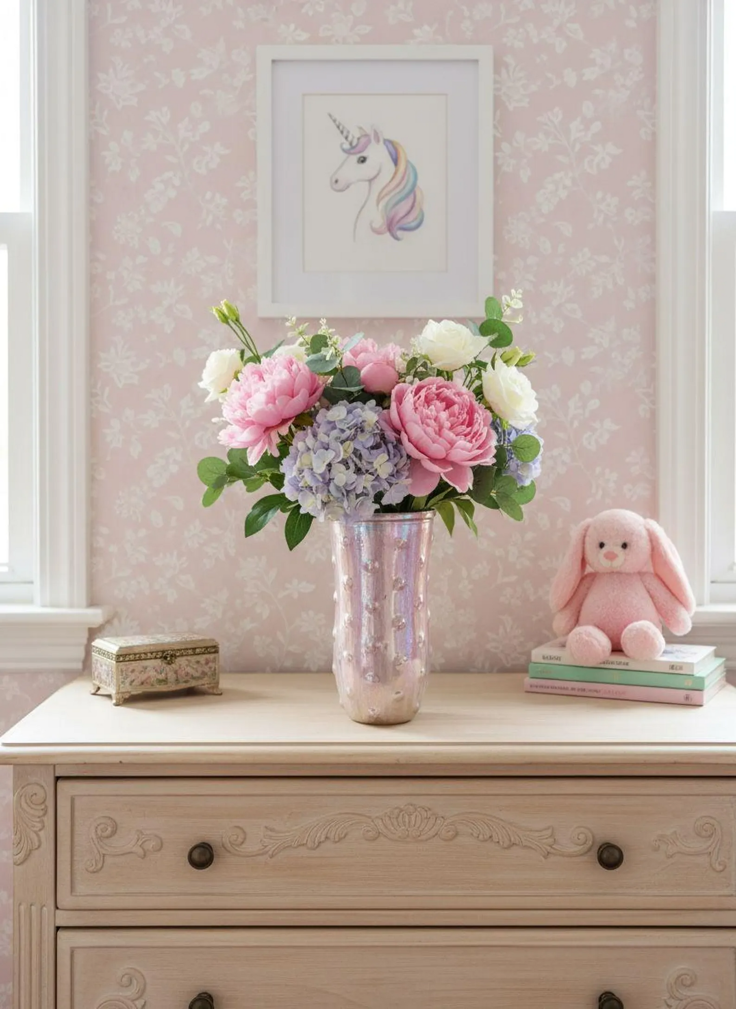 Handmade Pink Iridescent Glass Vase, Textured Candle Holder