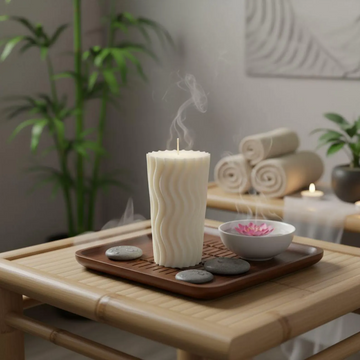 Handmade Twisted Soy Wax Pillar Candle | Luxury Spa Decor