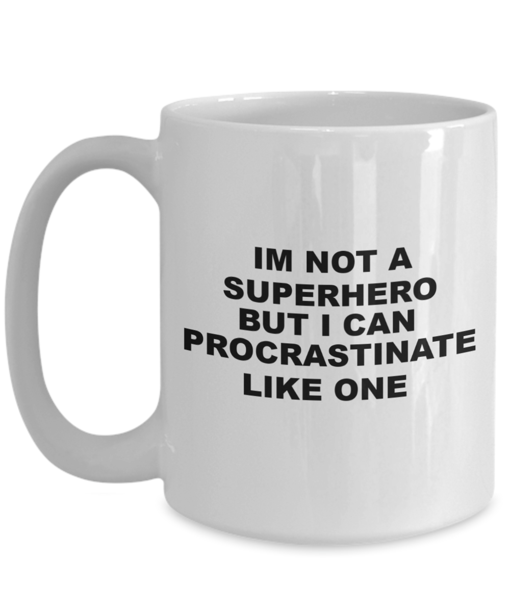 superhero procrastinate funny gift holiday coffee mug