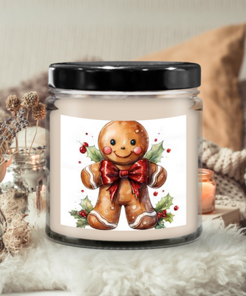 Gingerbread merry christmas gift candle joy warmth glow