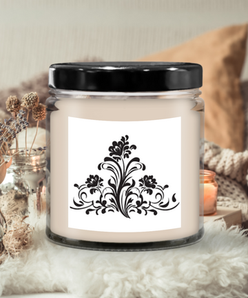 black and white flowers to match white candle with black top scents warmth glow birthday or any occassion friend or relative