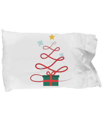red christmas tree yellow star green pot happy new year merry christmas dream pillow case white