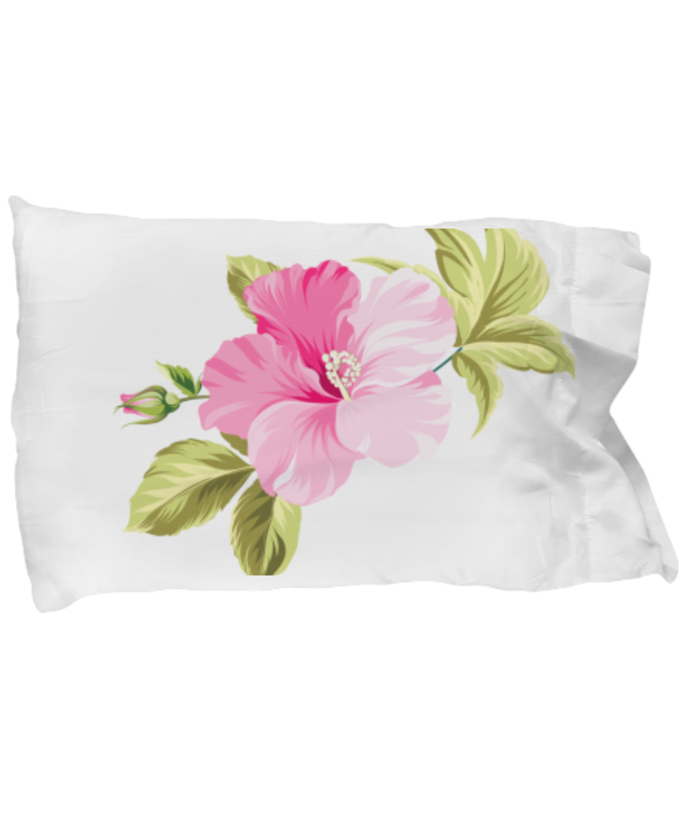 hawaiian flower pillow case pink and green art decor shades of color scent