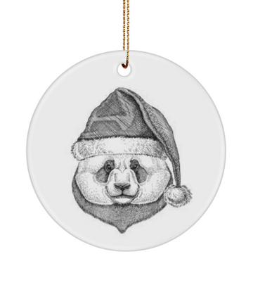 black and white polor bear wearing a santa hat ornament merry christmas happy new year holidays gift